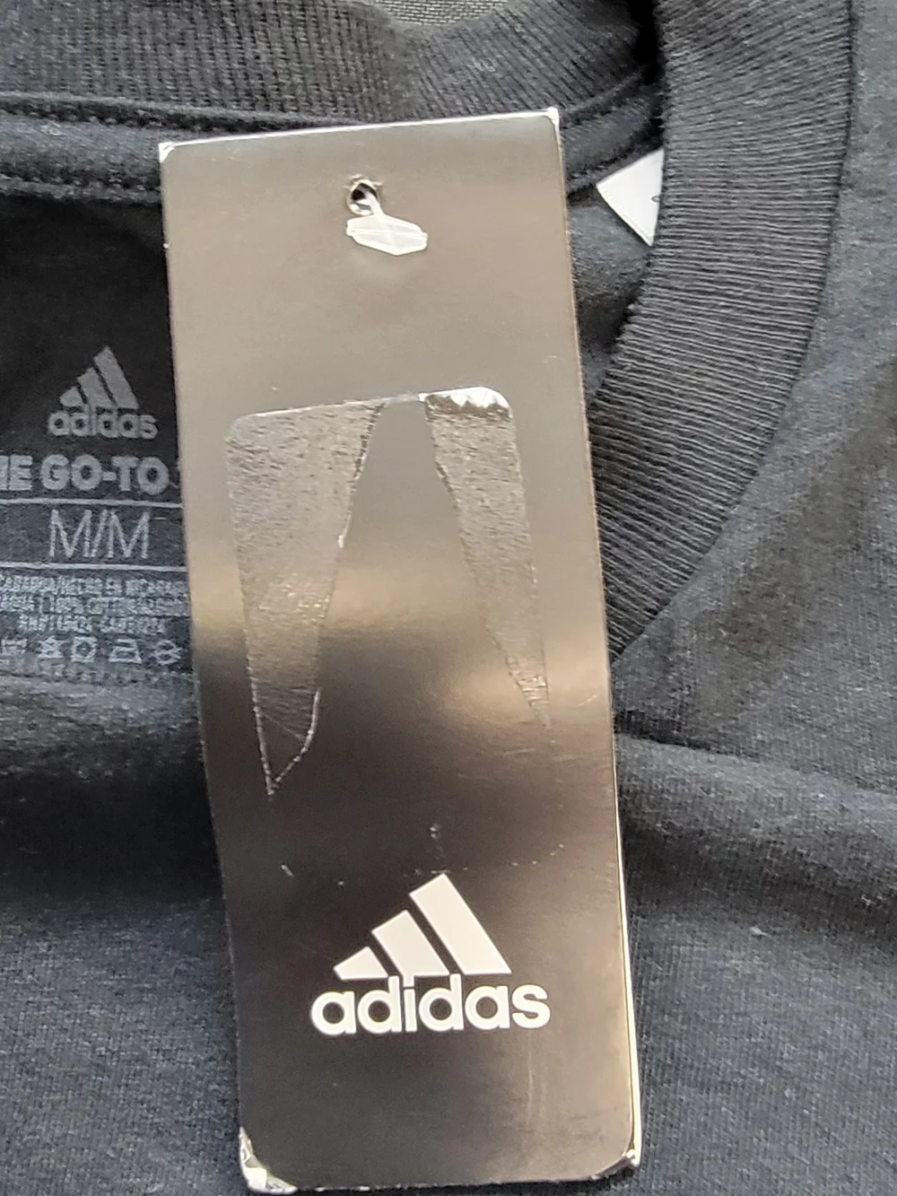 adidas Black Short-Sleeve Logo Tee with White Graphic